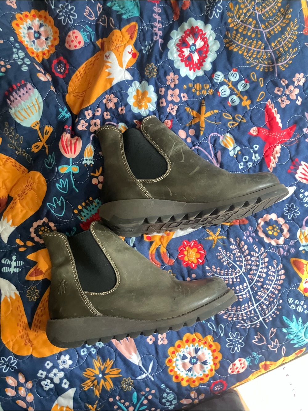 Fly London Olive Green Chelsea Ankle Boots - Picture 4 of 6